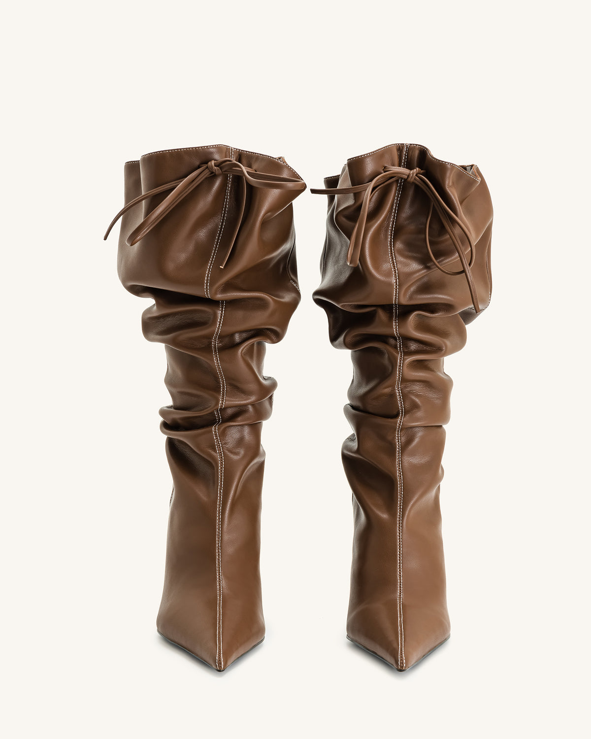 Olivia Leather High Heel Boots - Brown - view 4