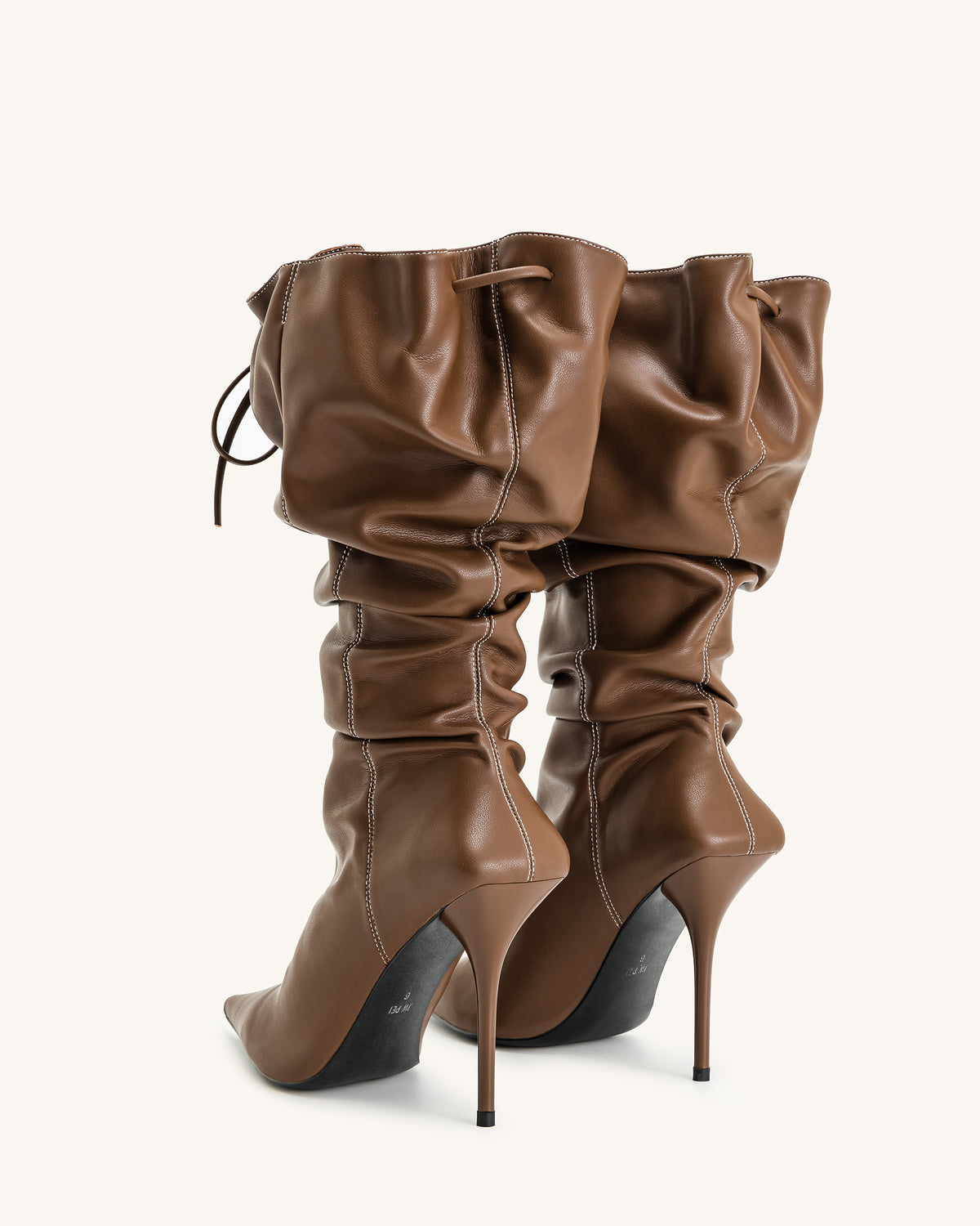 Olivia Leather High Heel Boots - Brown - view 5