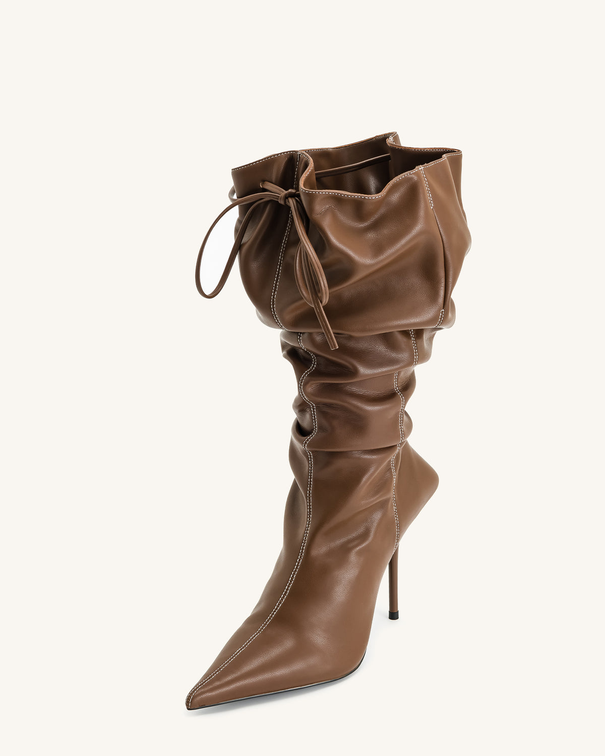 Olivia Leather High Heel Boots - Brown - view 7