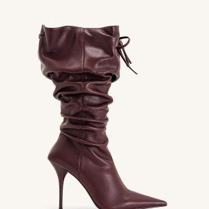 Olivia Leather High Heel Boots - Burgundy - view 1