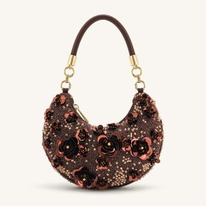 Livia Beaded Floral Hobo Bag - Brown - view 1