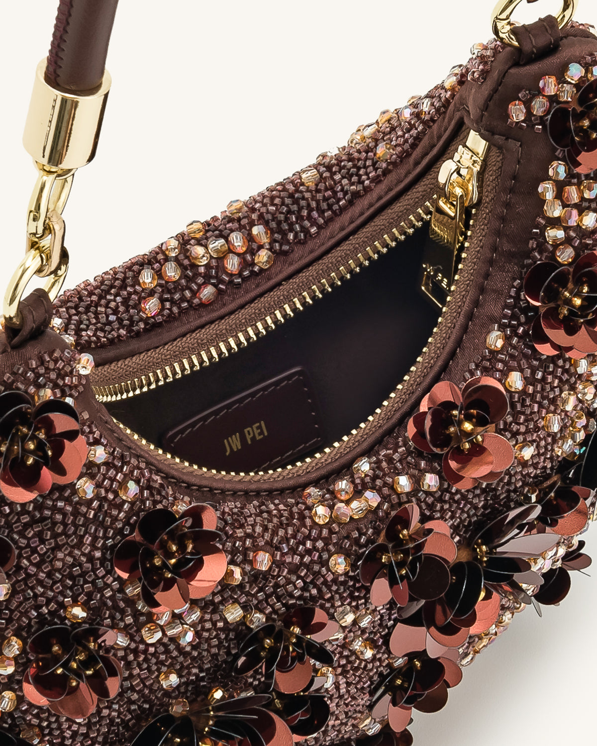 Livia Beaded Floral Hobo Bag - Brown - view 4