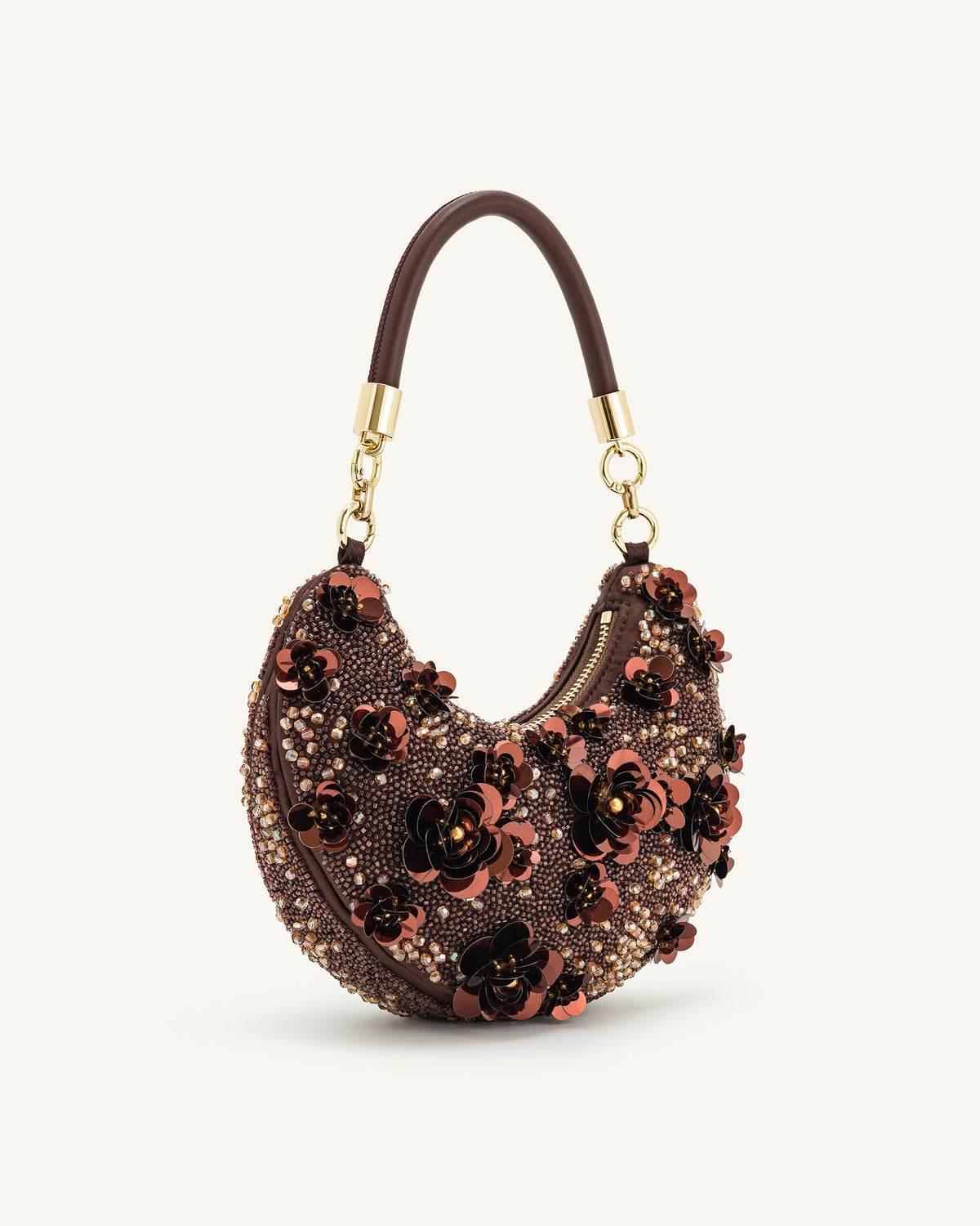 Livia Beaded Floral Hobo Bag - Brown - view 2