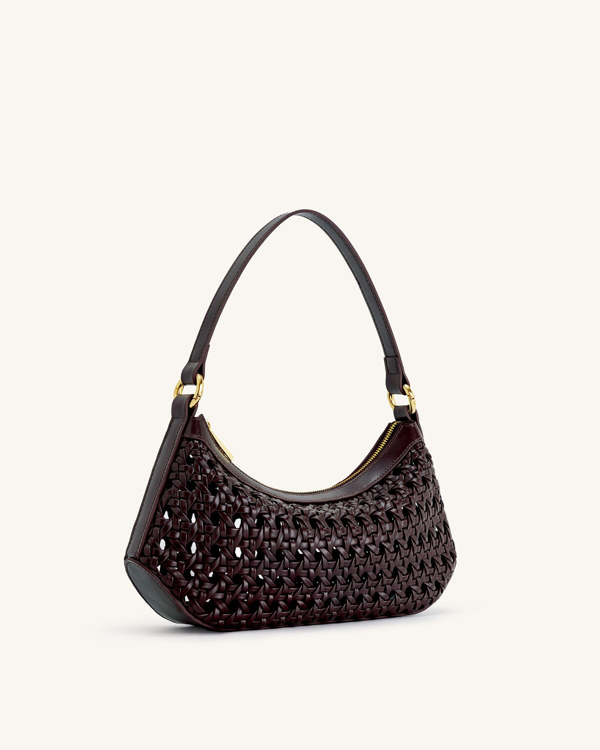 Lily Faux Bamboo Woven Shoulder Bag - Deep Claret - view 2