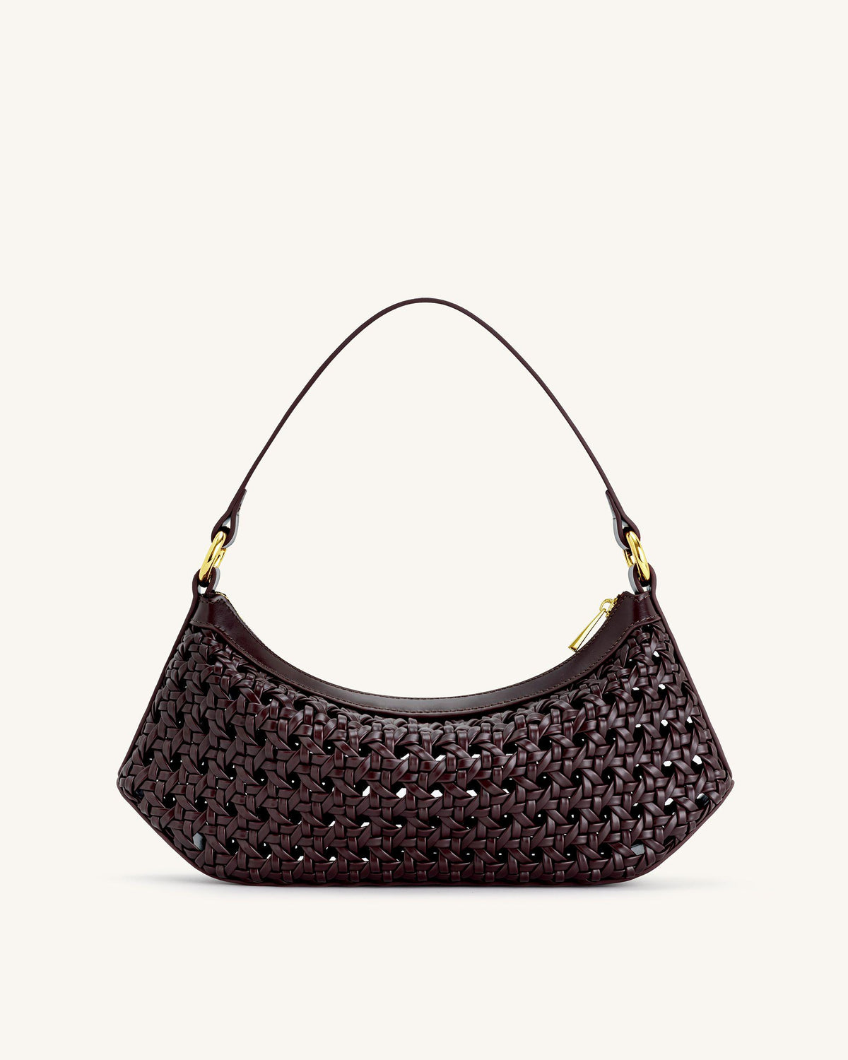 Lily Faux Bamboo Woven Shoulder Bag - Deep Claret - view 3
