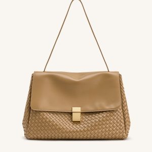 Hilary Woven Shoulder Bag - Camel - view 1