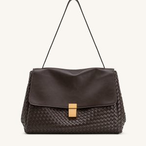 Hilary Woven Shoulder Bag - Dark Brown - view 1