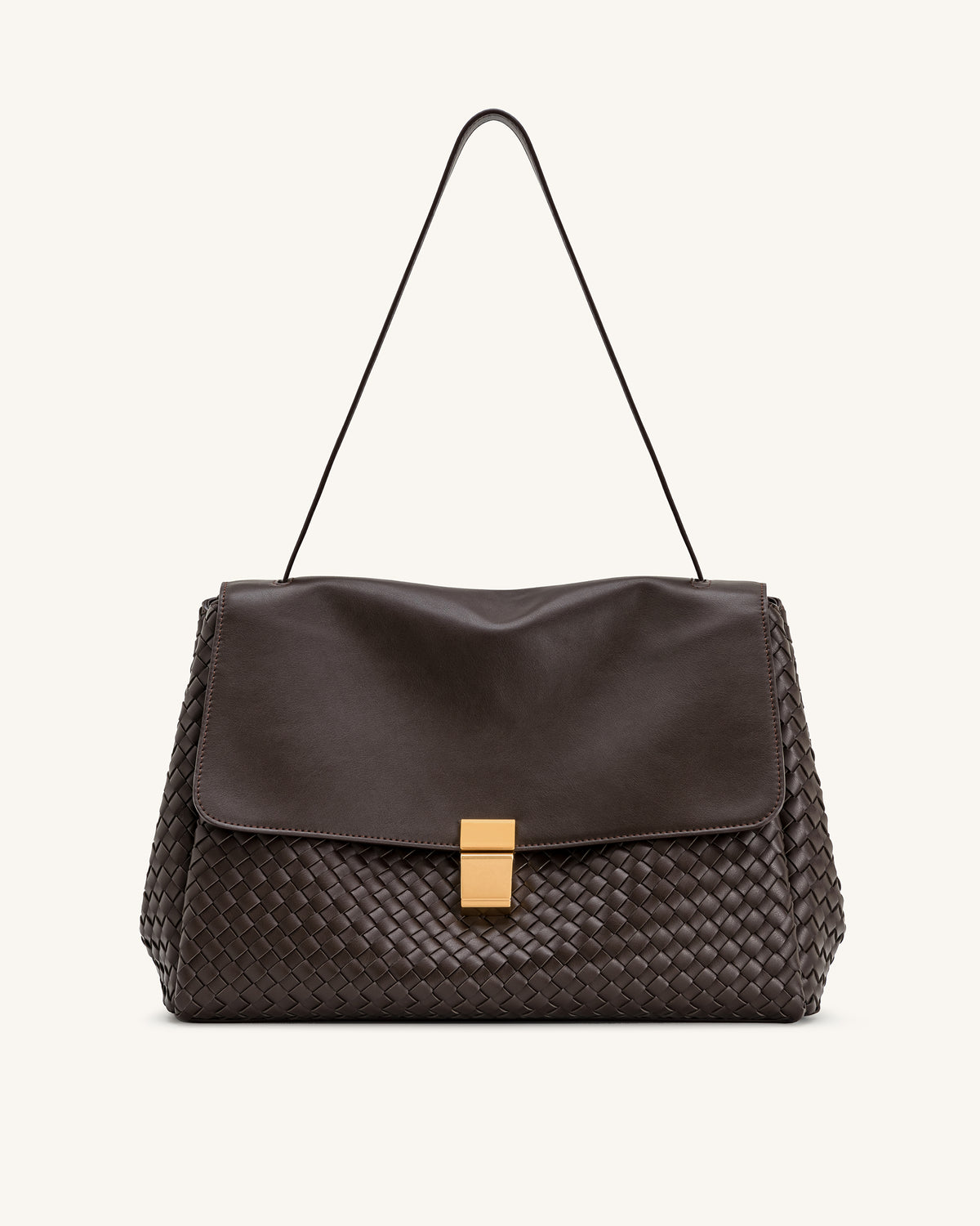 Hilary Woven Shoulder Bag - Dark Brown - view 1