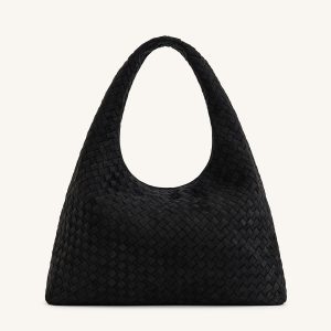 Laura Faux Suede Woven Shoulder Bag - Black - view 1