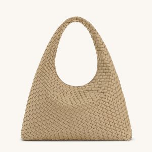 Laura Woven Shoulder Bag - Beige