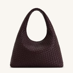 Laura Woven Shoulder Bag - Deep Burgundy - view 1
