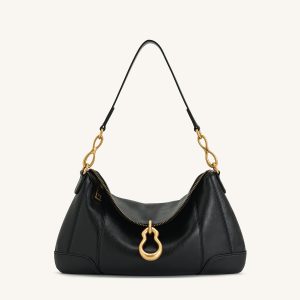 Jayla Metal Pendant Embellished Shoulder Bag - Black - view 1