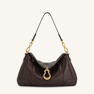 Jayla Metal Pendant Embellished Shoulder Bag - Dark Brown - view 1