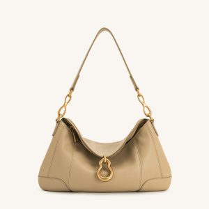 Jayla Metal Pendant Embellished Shoulder Bag - Khaki - view 1