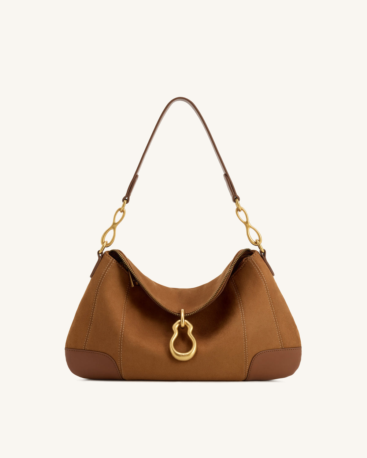 Jayla Faux Suede Metal Pendant Embellished Shoulder Bag - Brown - view 1