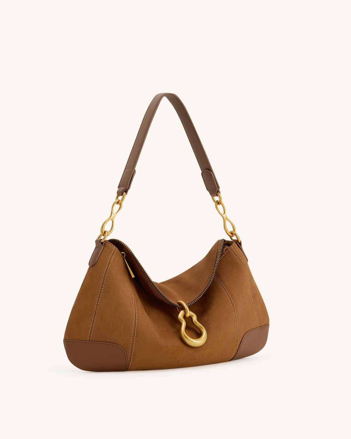 Jayla Faux Suede Metal Pendant Embellished Shoulder Bag - Brown - view 2