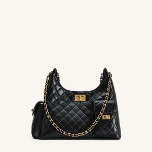 Vivian Quilted Chain Shoulder Bag - Black - view 1