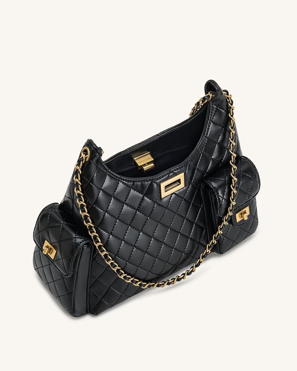 Vivian Quilted Chain Shoulder Bag - Black - view 4