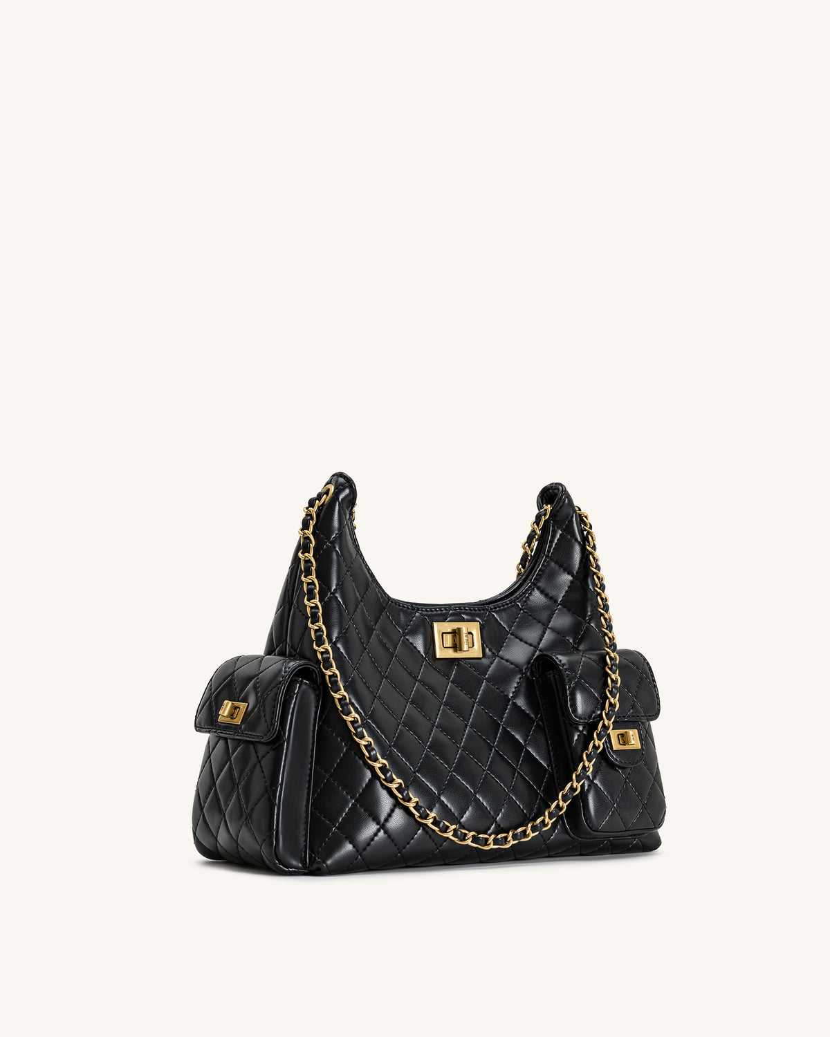 Vivian Quilted Chain Shoulder Bag - Black - view 2