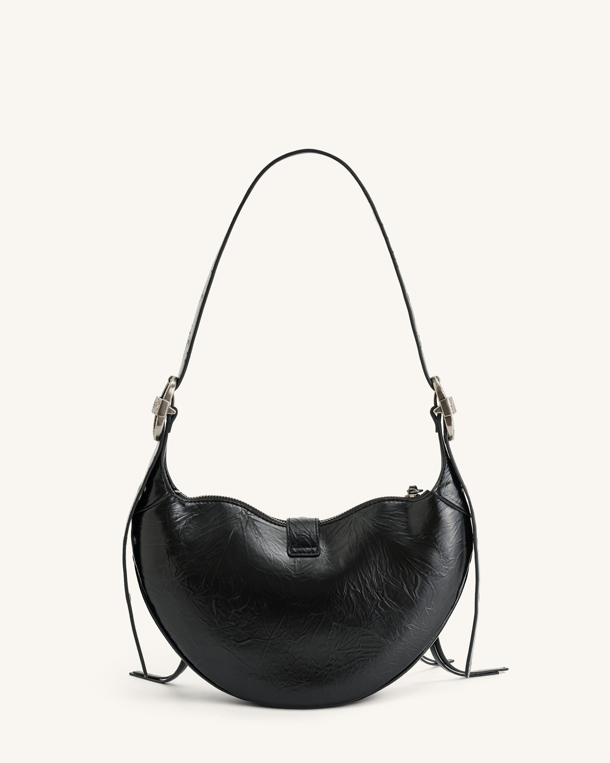 Tessa Crushed Shoulder Bag - Black - view 4