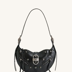 Tessa Crushed Shoulder Bag - Black - view 1