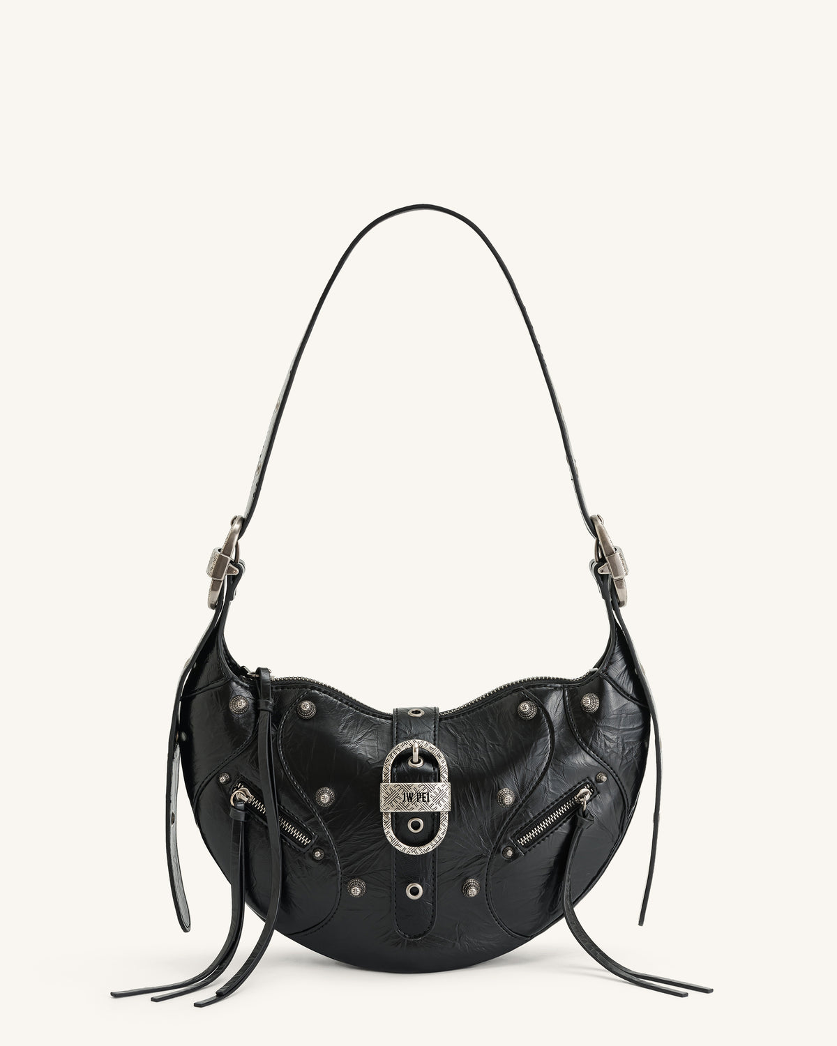 Tessa Crushed Shoulder Bag - Black - view 1