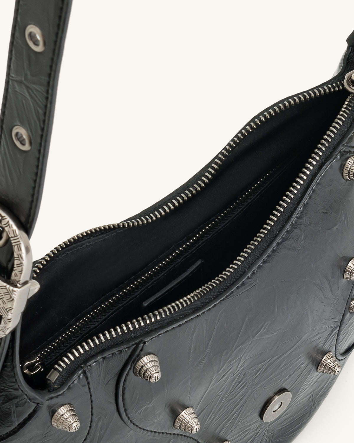 Tessa Crushed Shoulder Bag - Black - view 5