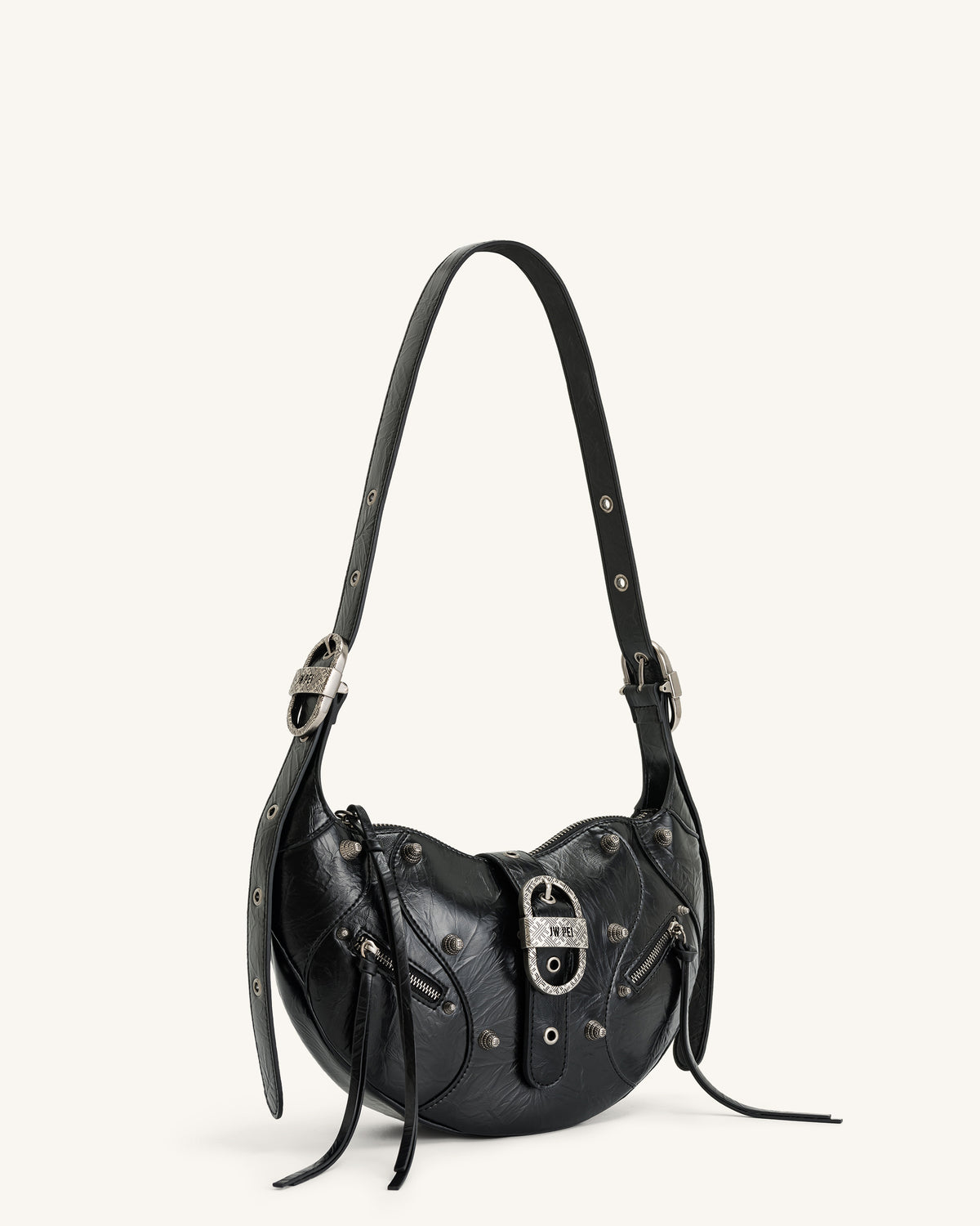 Tessa Crushed Shoulder Bag - Black - view 3