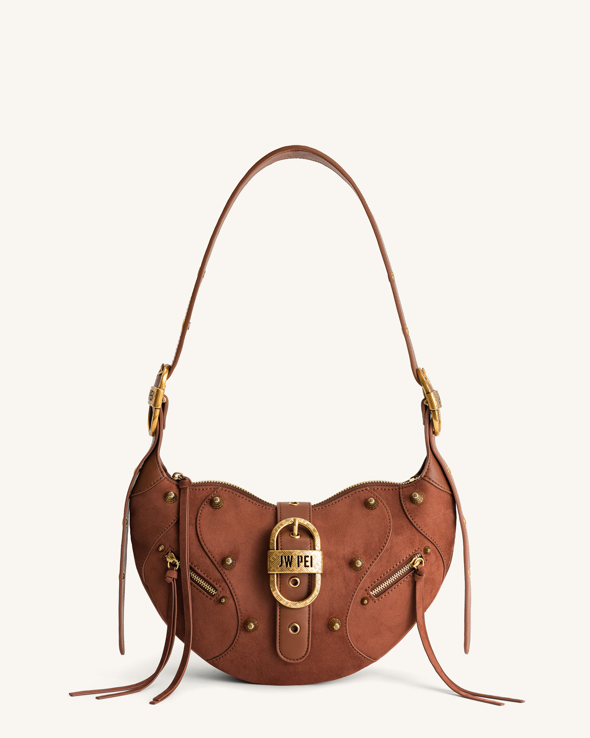 Tessa Suede Shoulder Bag - Dark Birch Brown - view 1