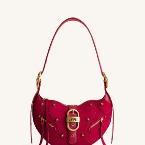 Tessa Suede Shoulder Bag - Deep Magenta - view 1