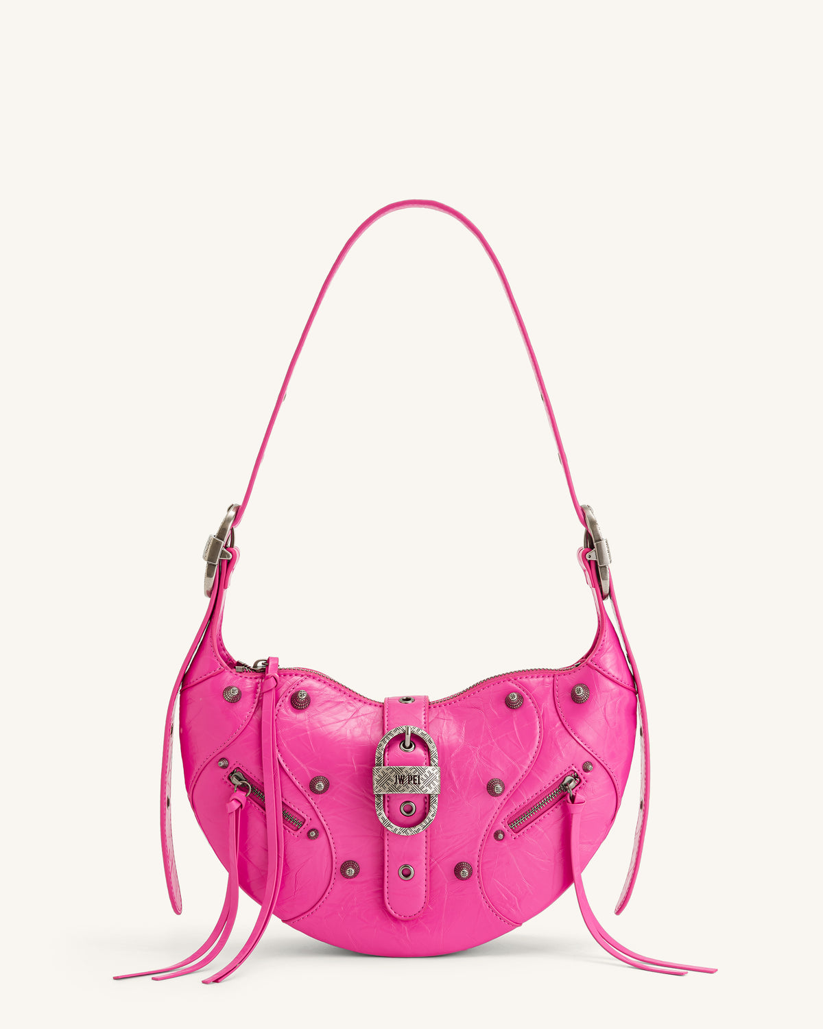 Tessa Crushed Shoulder Bag - Bright Pink - view 1