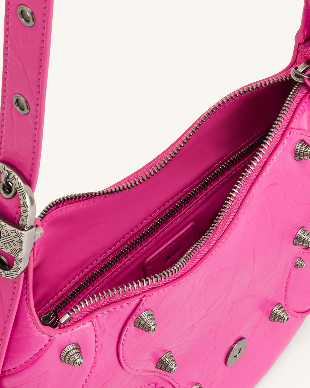 Tessa Crushed Shoulder Bag - Bright Pink - view 4