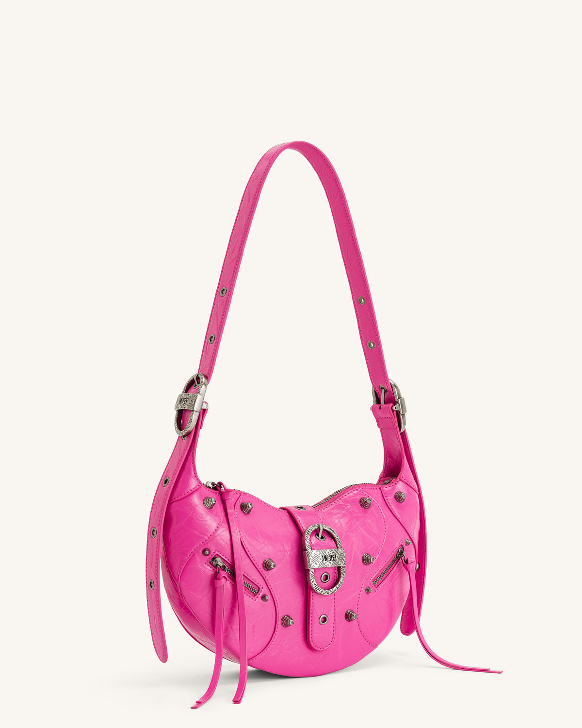 Tessa Crushed Shoulder Bag - Bright Pink - view 2