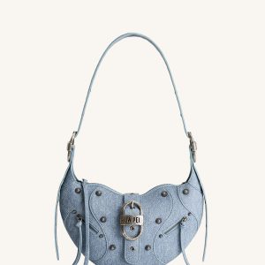 Tessa Denim Embossed Shoulder Bag - Blue - view 1