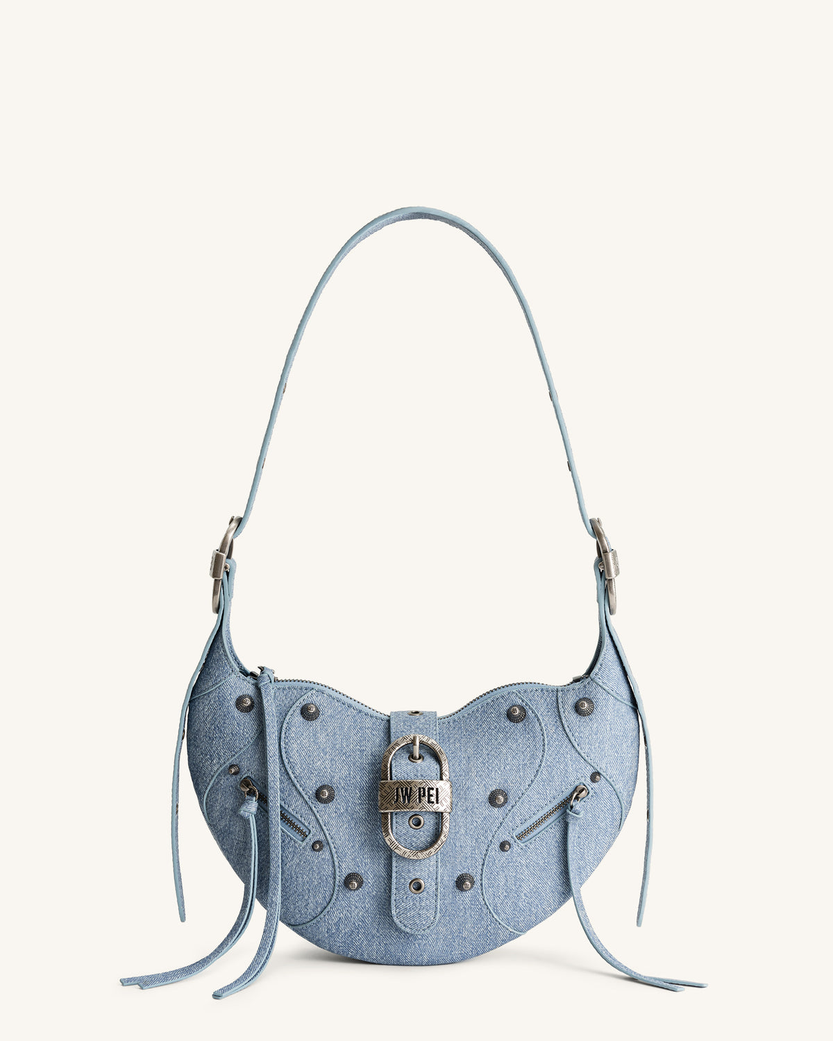 Tessa Denim Embossed Shoulder Bag - Blue - view 1
