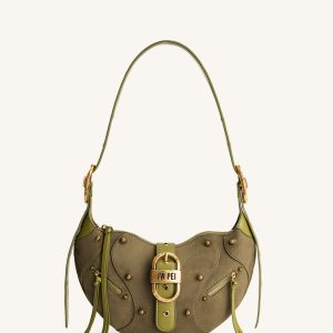 Tessa Suede Shoulder Bag - Dark Olive - view 1