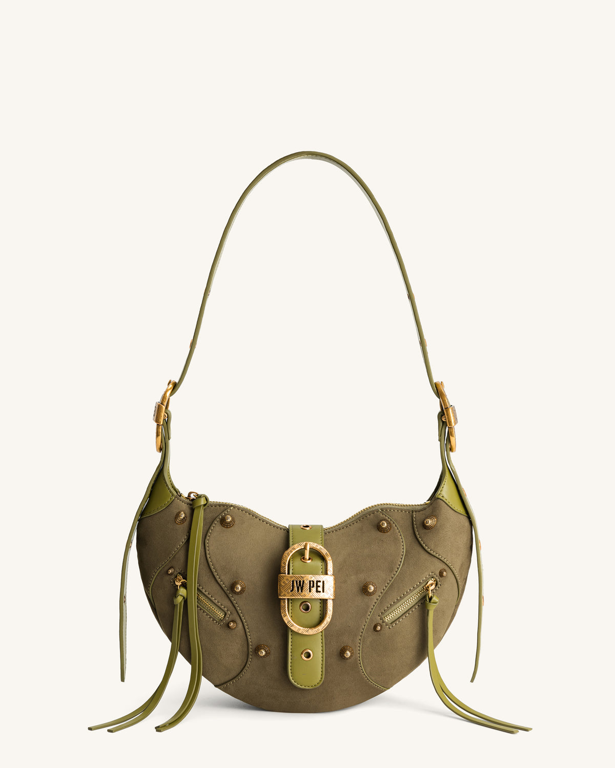 Tessa Suede Shoulder Bag - Dark Olive - view 1