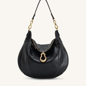Daria Metal Pendant Embellished Shoulder Bag - Black - view 1