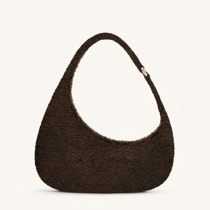 Harlee Faux Fur Shoulder Bag - Dark Brown