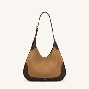Willow Faux Suede Trim Hobo Bag - Brown - view 1