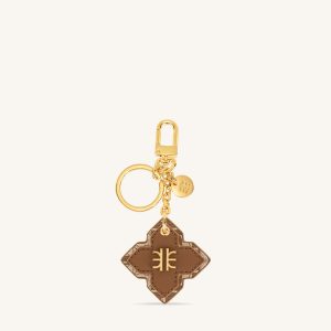 Rhombus Bag Charm And Key Holder - Brown - view 1