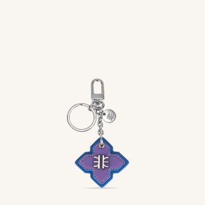 Rhombus Bag Charm And Key Holder - Purple & Classic Blue - view 1