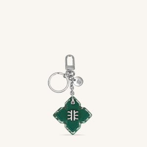 Rhombus Bag Charm And Key Holder - Dark Green - view 1