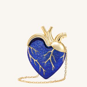 Maren Artificial Crystal Heart Shaped Bag - Cobalt Blue - view 1