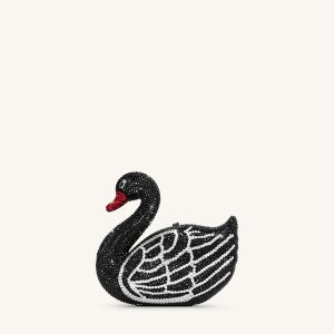 Kinsley Crystal Swan Clutch - Black - view 1