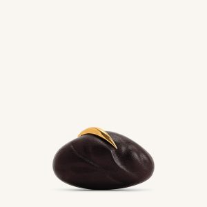 Kaya Irregular Oval Clutch - Dark Brown - view 1