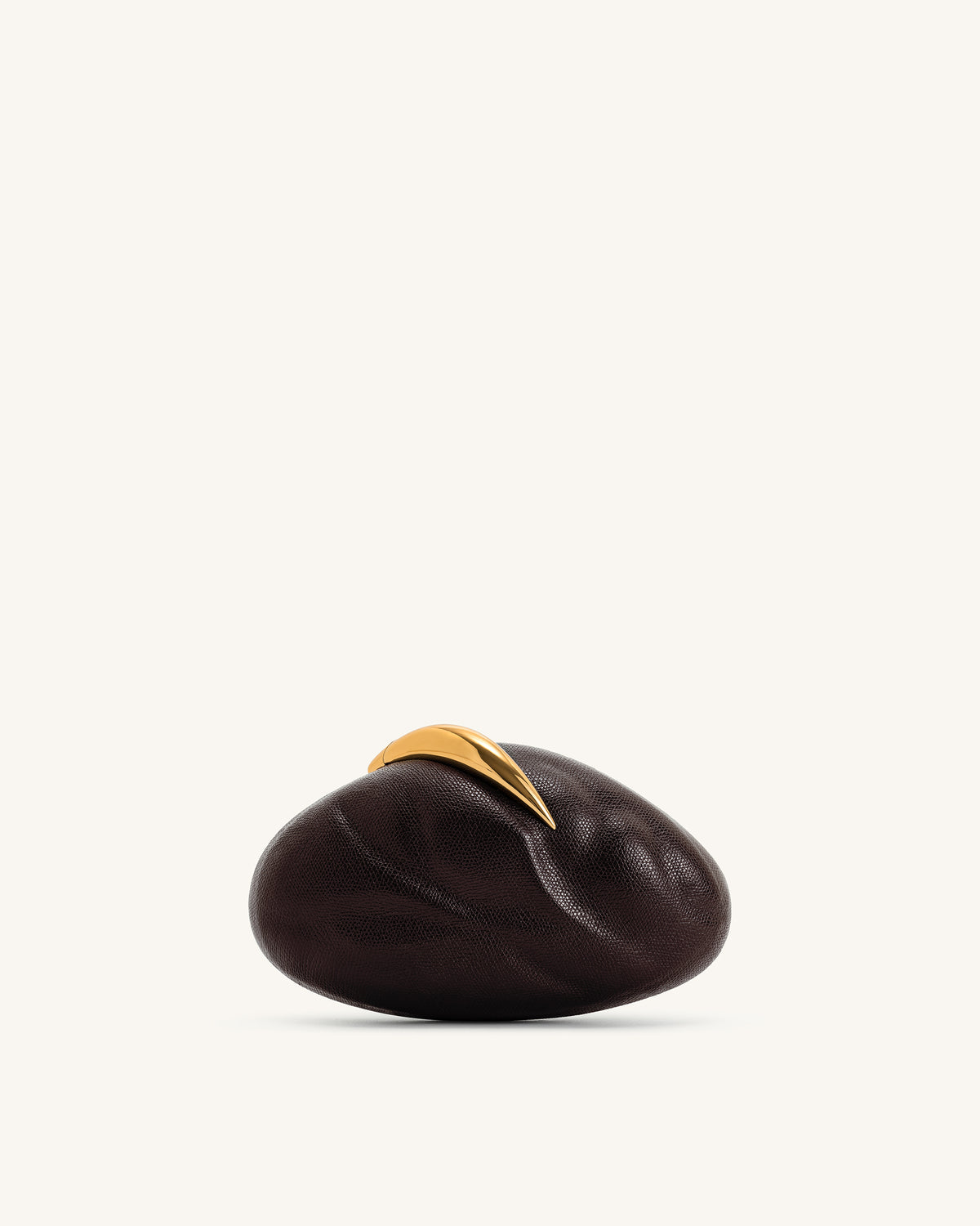 Kaya Irregular Oval Clutch - Dark Brown - view 1