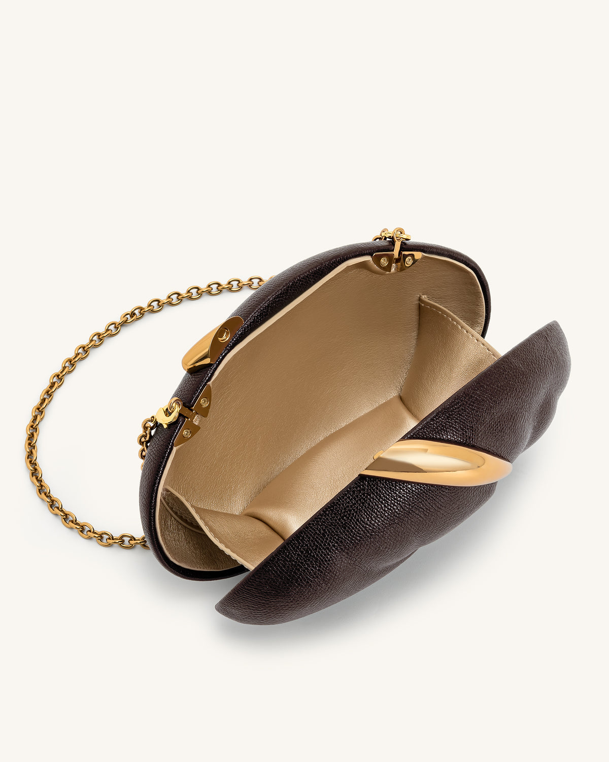 Kaya Irregular Oval Clutch - Dark Brown - view 4