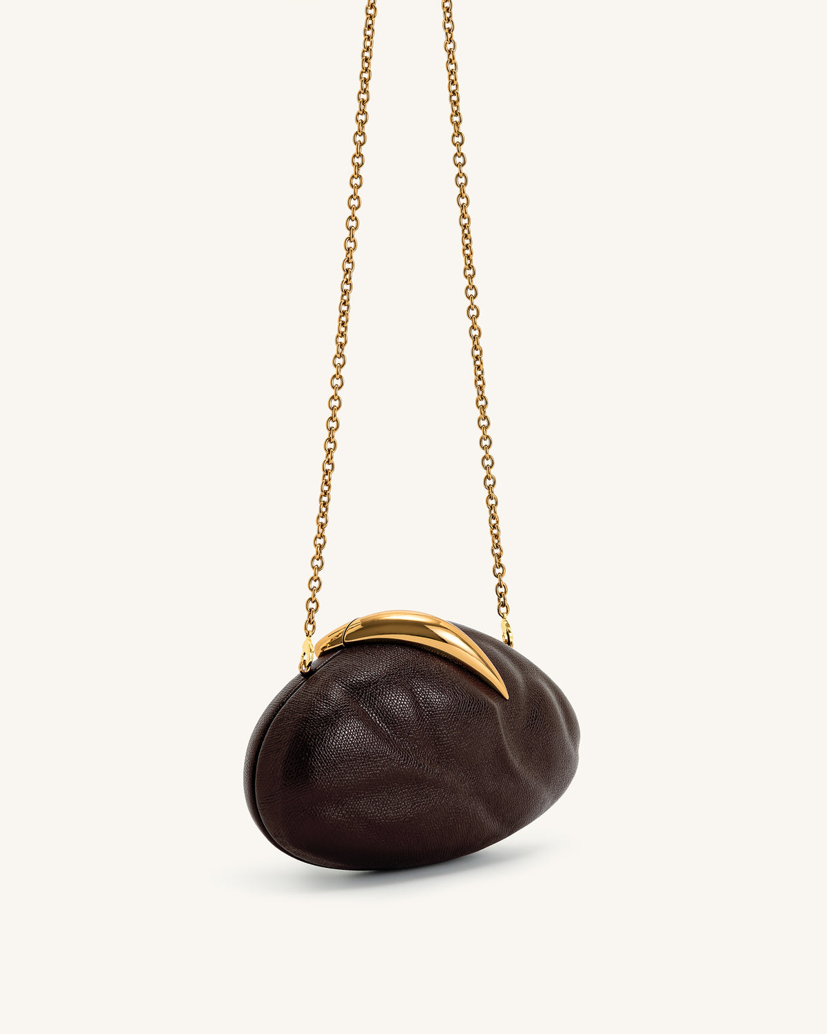 Kaya Irregular Oval Clutch - Dark Brown - view 2