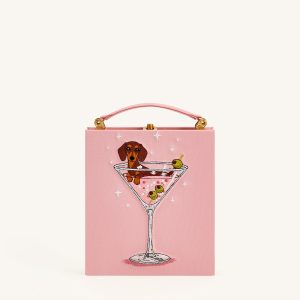 Taya Wine Glass Puppy Pattern Book Shape Clutch Bag - Pink - view 1